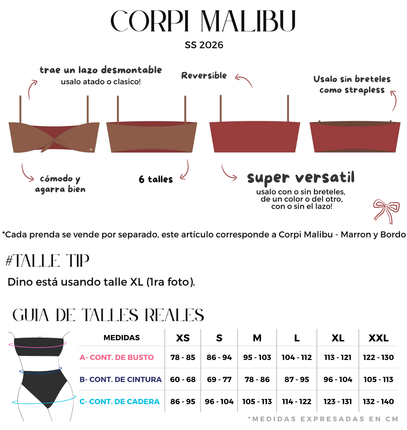 corpi strapless marron y bordo